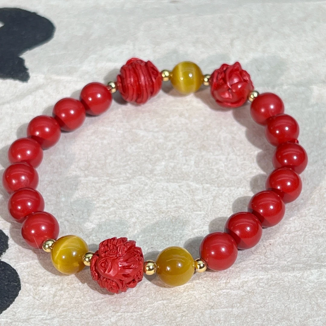 含辰砂工艺品高含量朱砂水飞砂三合生肖版男女情侣款原创设计款