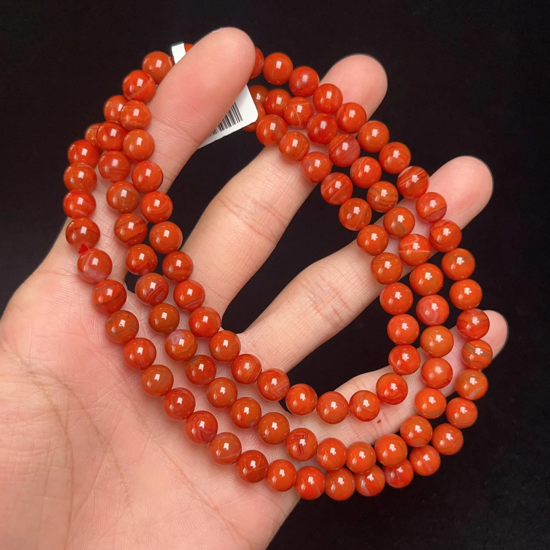 128A41凉山南红柿子红多圈手串项链