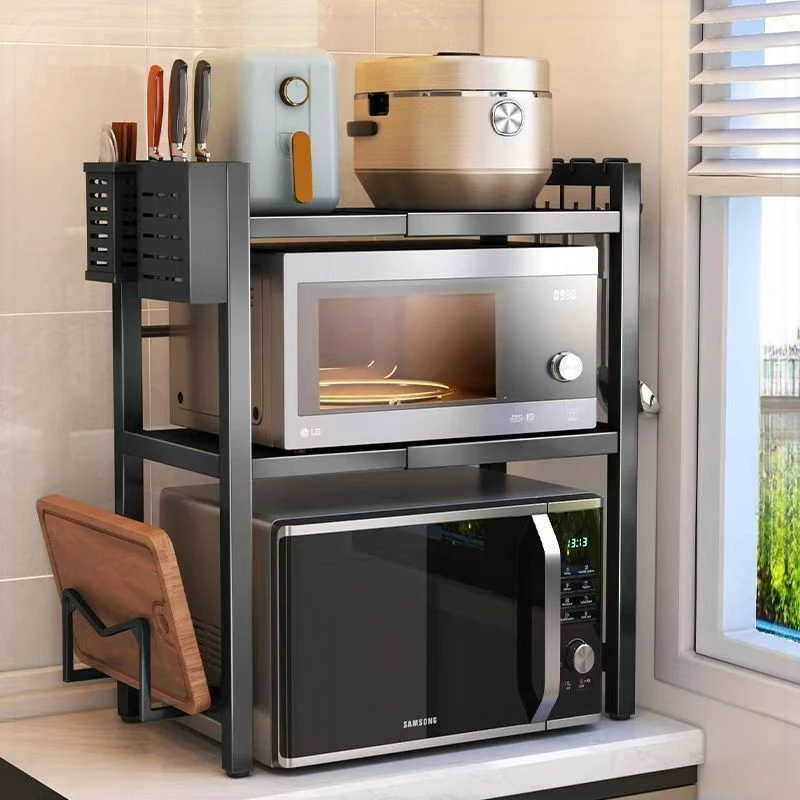 加厚台面厨房微波炉置物架可伸缩架子新款多层电饭煲烤箱家用收纳