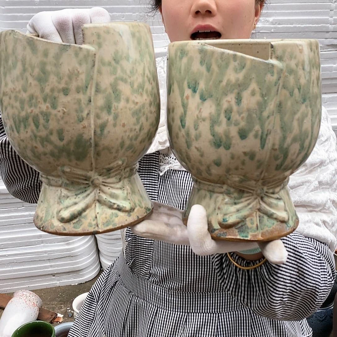 红泥花盆瑕疵口15高20