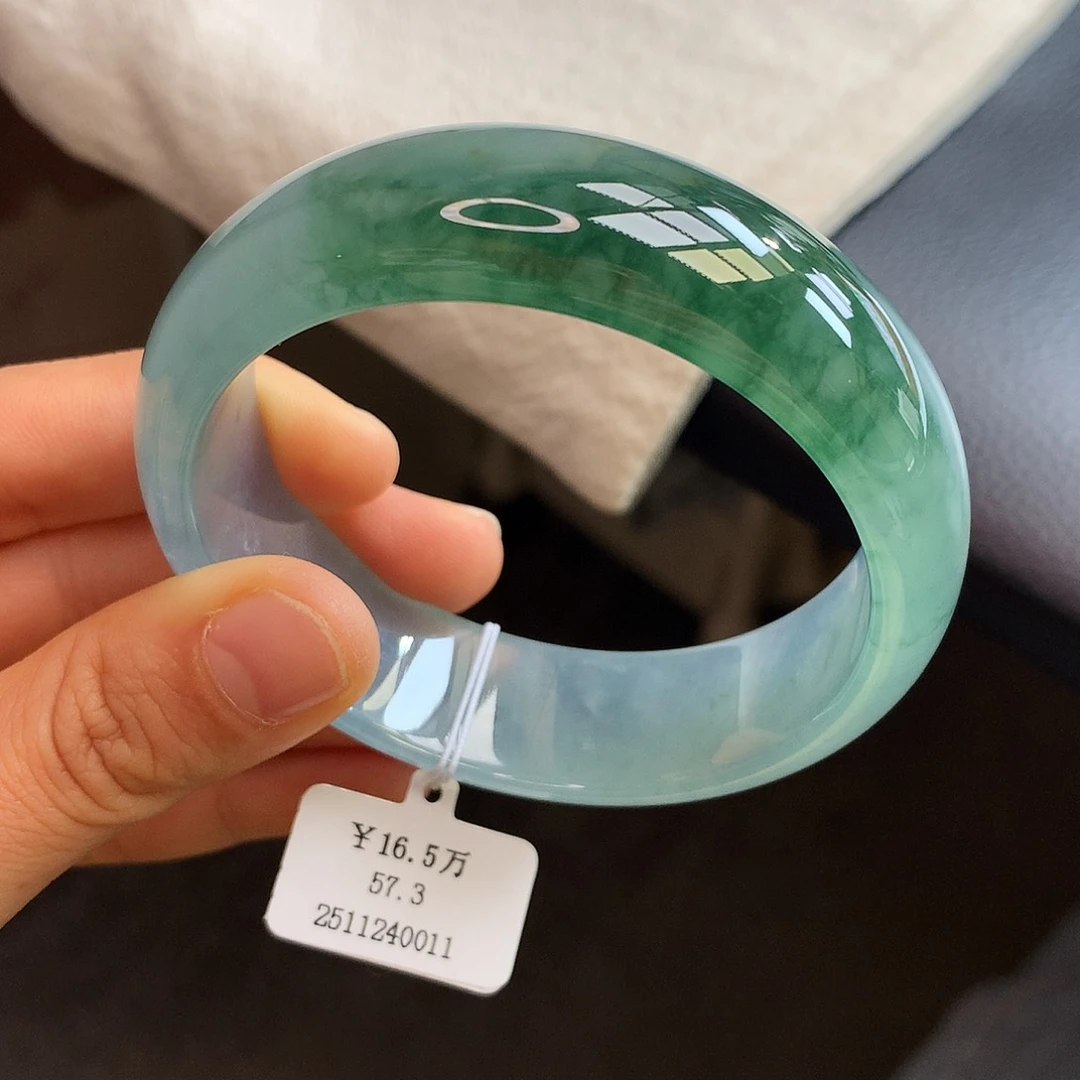 未镶嵌手镯翡翠57-58冰飘花正圈