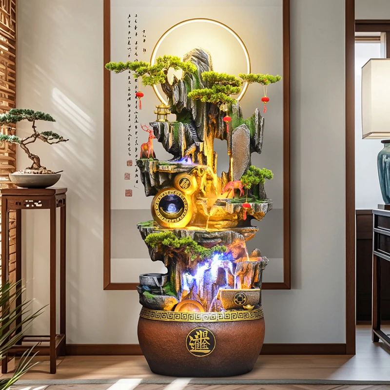 流水摆件循环水假山造景客厅加湿器办公室落地装饰开业礼品摆件