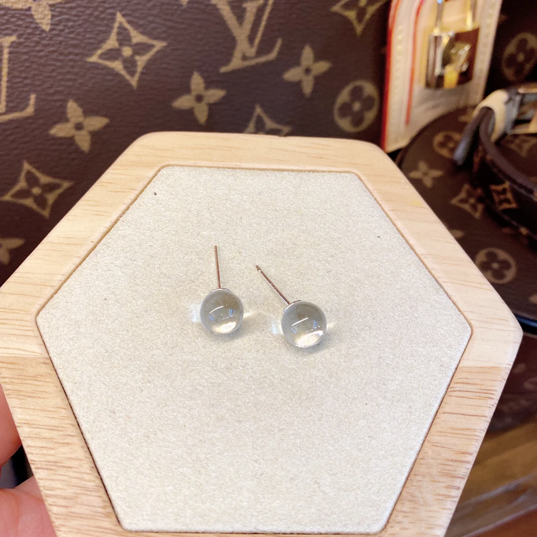 925银合成锆石耳饰 黑标K皎皎明月小号冰透时尚耳钉dois12
