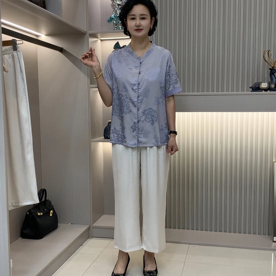 春夏新款时尚气质休闲宽松复古中式薄款中国风妈妈装