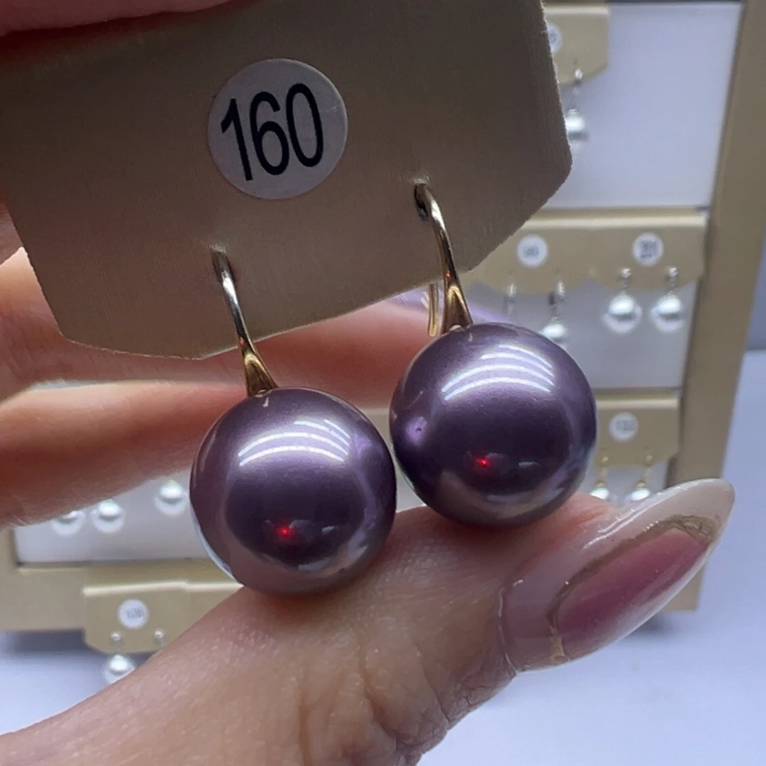 耳饰银S925镶嵌淡水珍珠