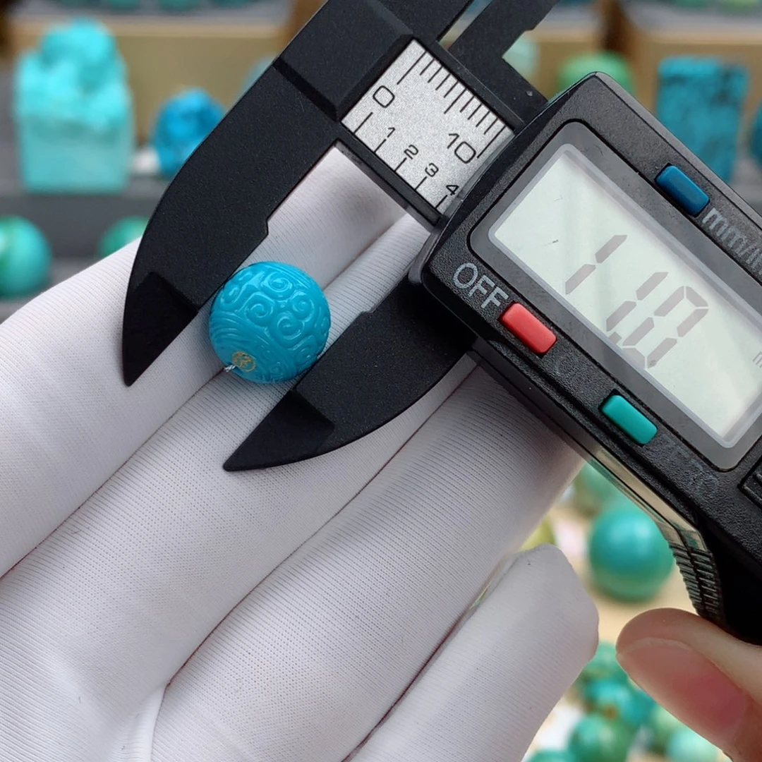 未镶嵌绿松石珠宝奇石石虫老师精工回纹珠