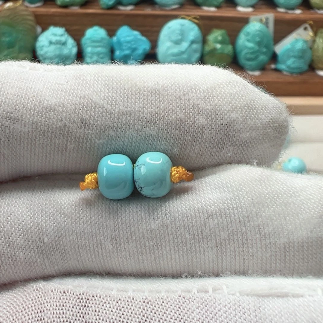 绿松石未镶嵌老型对珠6.8mm