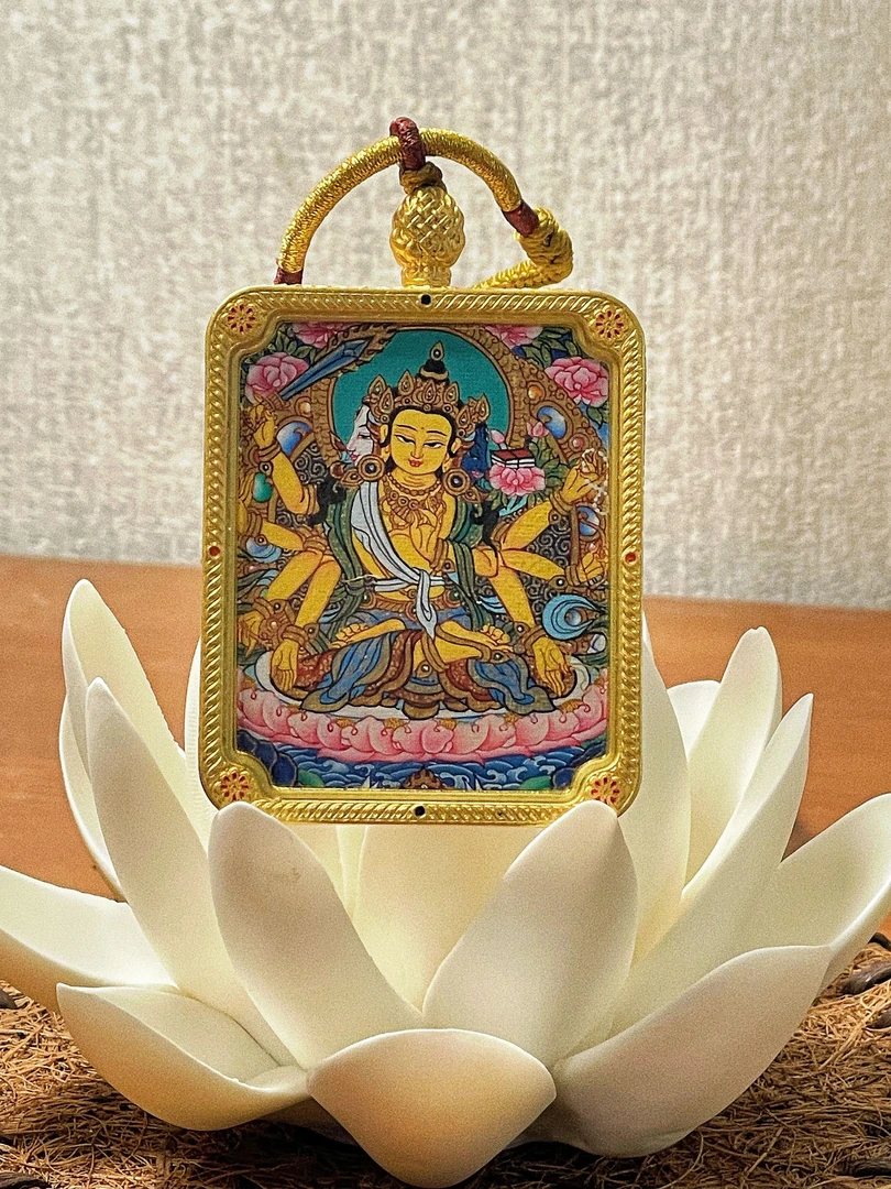 【梵光】纯手绘唐卡八臂文殊  矿物颜料定制精品高卡 拉萨直飞