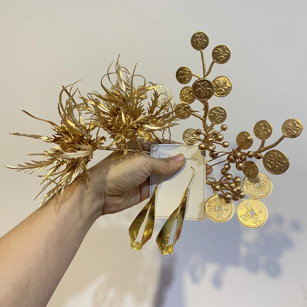 《日进斗金》2025新品原创设计师款手作新中式晨袍配饰仿真花发饰