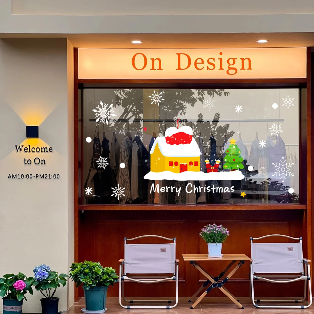 圣诞节装饰静电玻璃门贴纸橱窗场景布置贴纸