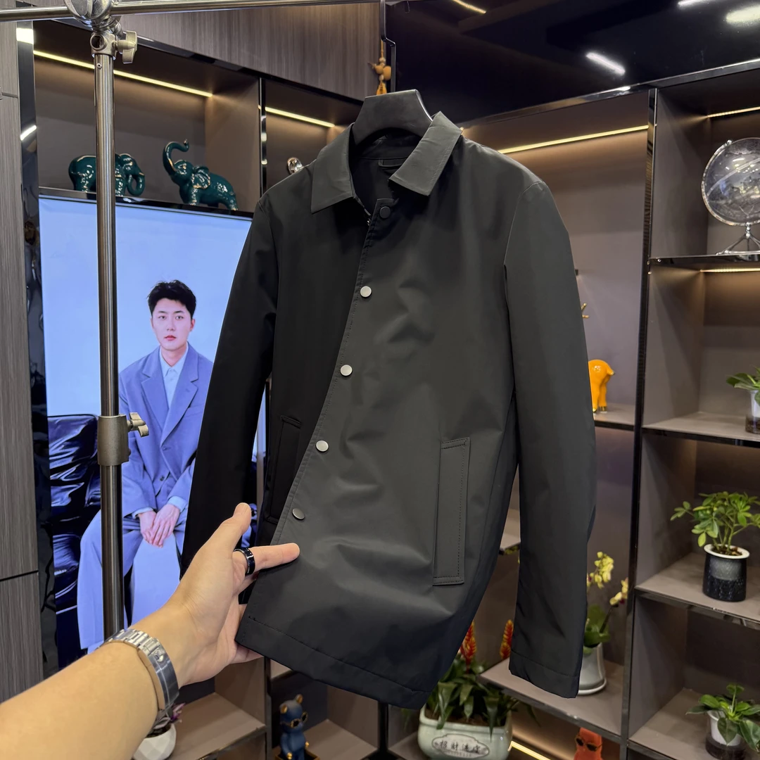 男翻领夹克春季中长款时尚休闲修身新品外套百搭简约商务高品质