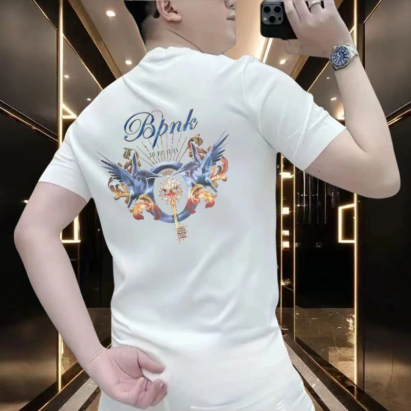 轻奢潮牌高级感潮流夏季2025新款男士ins短袖t恤网红款时尚休闲风