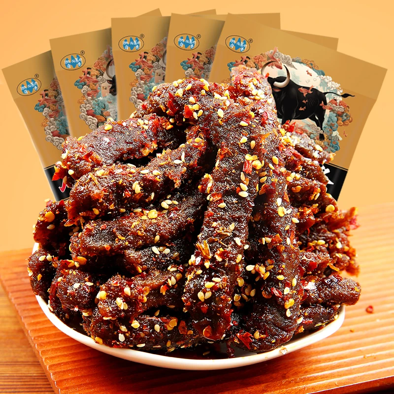 奇圣西藏麻辣牛肉条烧烤牛肉干冷吃牛肉休闲零食50g*10袋