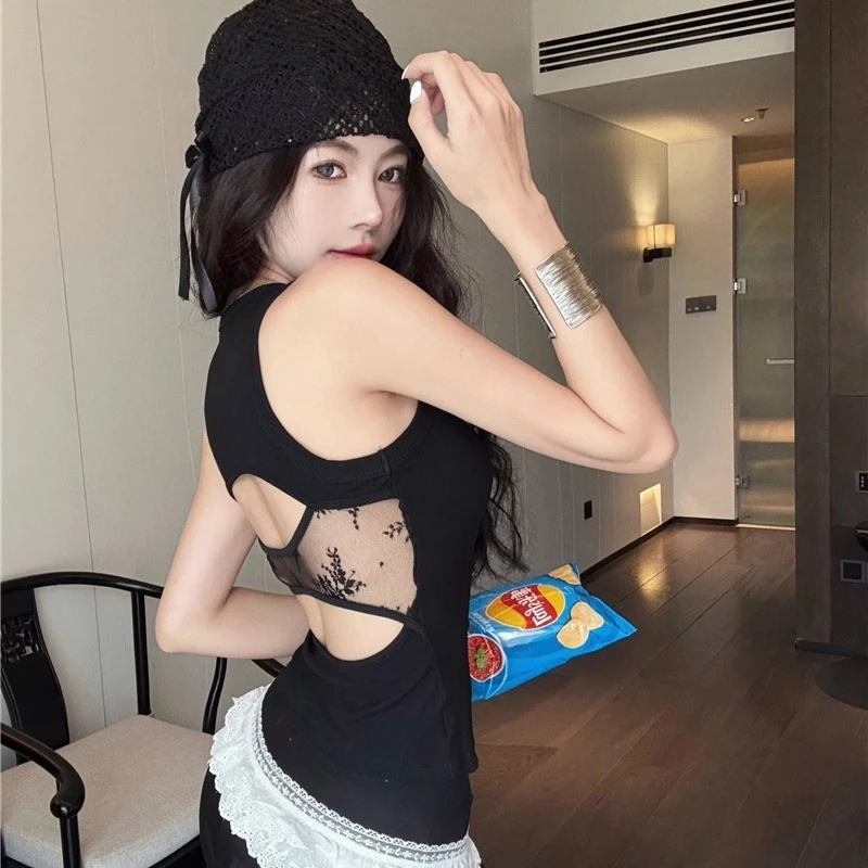 设计感宽松垂感休闲西装裤女夏季新款辣妹性感露背背心气质两件套