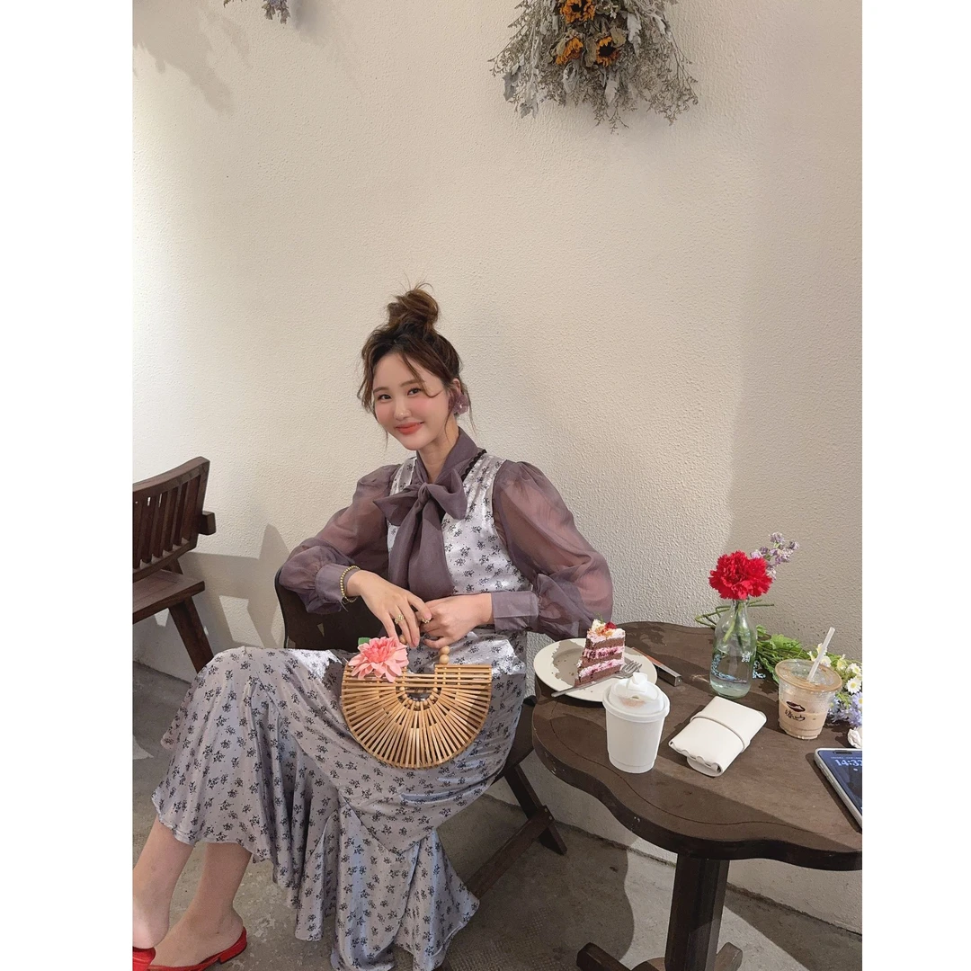 智英欧尼 NO退NO换【紫色碎花连衣裙春款法式无袖气质高贵收腰】