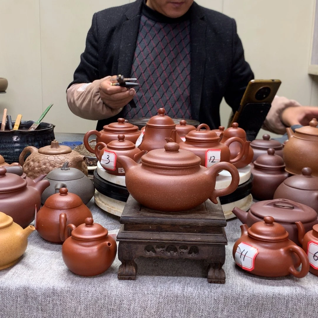紫泥茶壶红降坡仿古230 c半手工制作