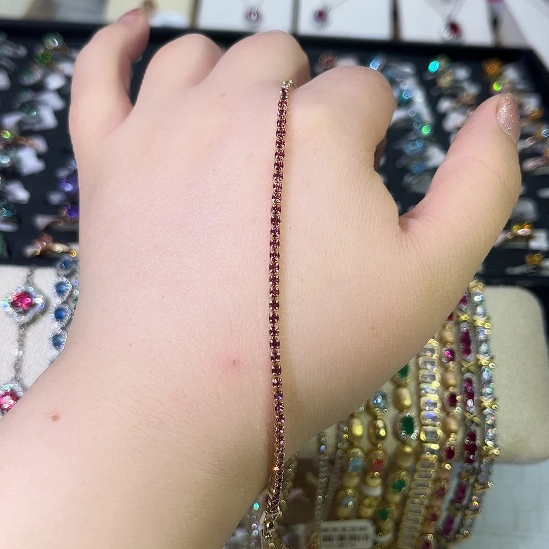 莫桑石非金属K枚红钻细手链