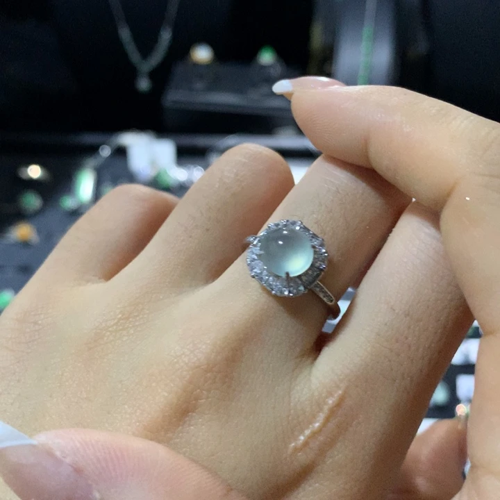 翡翠银S925镶嵌戒指