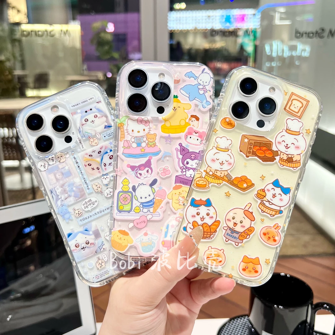 可爱卡通创意贴纸面包厨师气囊防摔适用苹果手机壳iphone16pro/15