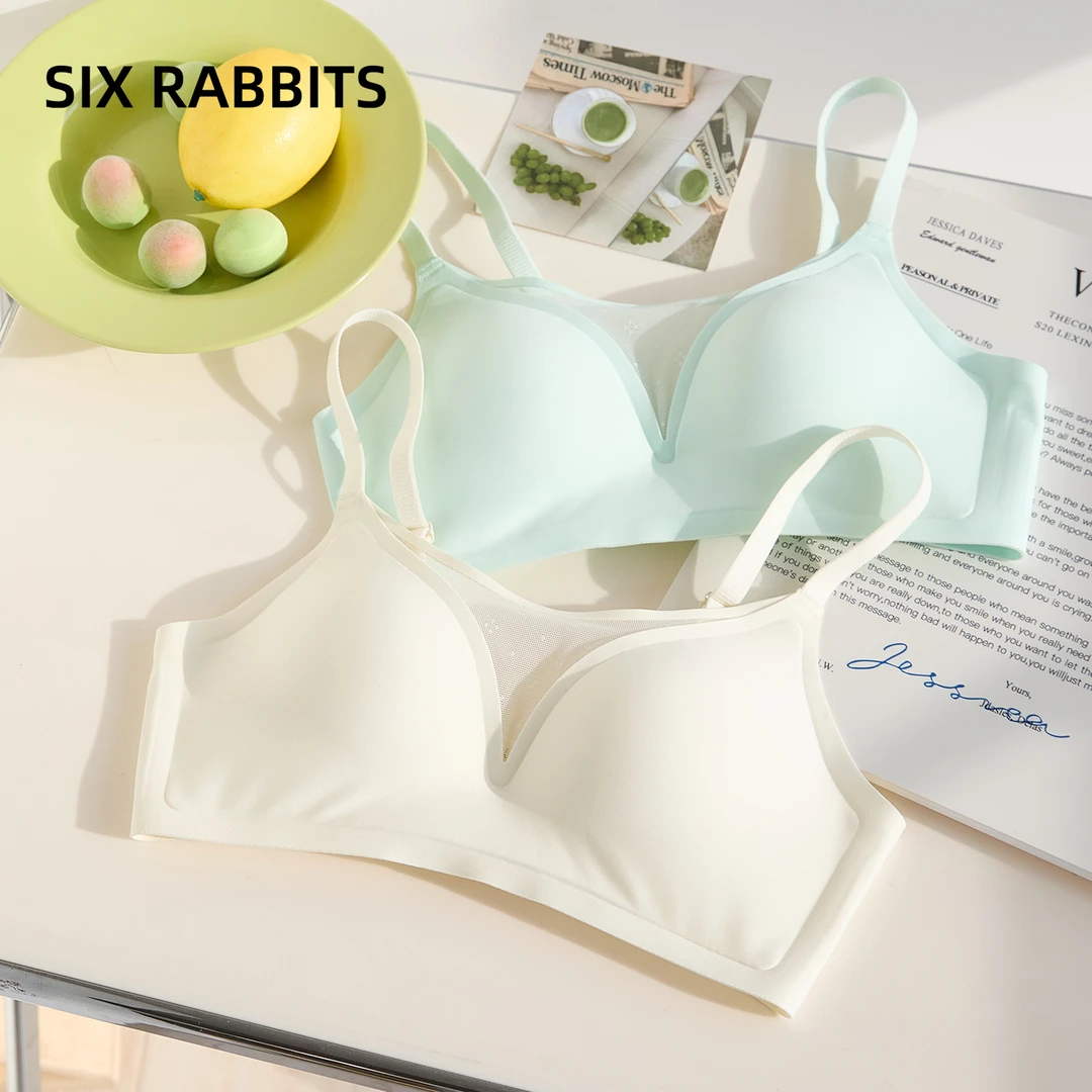 六只兔子内衣女小胸聚拢显大蜜桃胸网纱微露无痕软支撑收副乳文胸