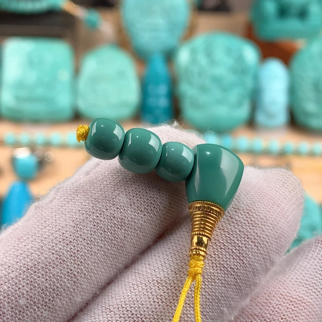 绿松石18K金镶嵌三通套装卡9