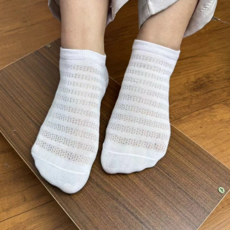 D05男女薄款短袜 夏季薄款透气网眼女袜男士短袜洞洞吸汗短袜