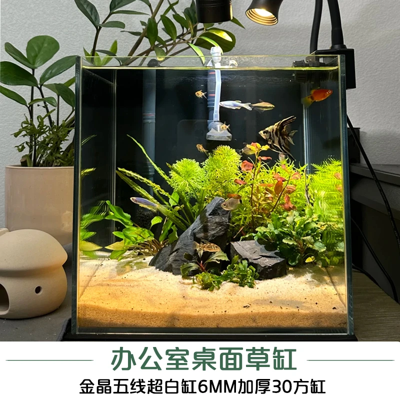 30方缸6MM金晶超白玻璃鱼缸定制定做中小型客厅观赏缸订做桌面缸