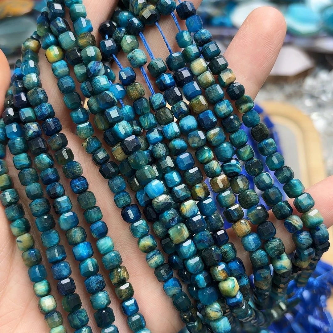 玛瑙/玉髓未镶嵌珠宝半成品55黄蓝虎方切一条长30