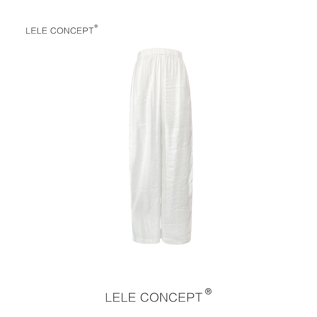 LELE CONCEPT |「夭夭」百搭舒适两色松紧腰麻休闲裤K0202