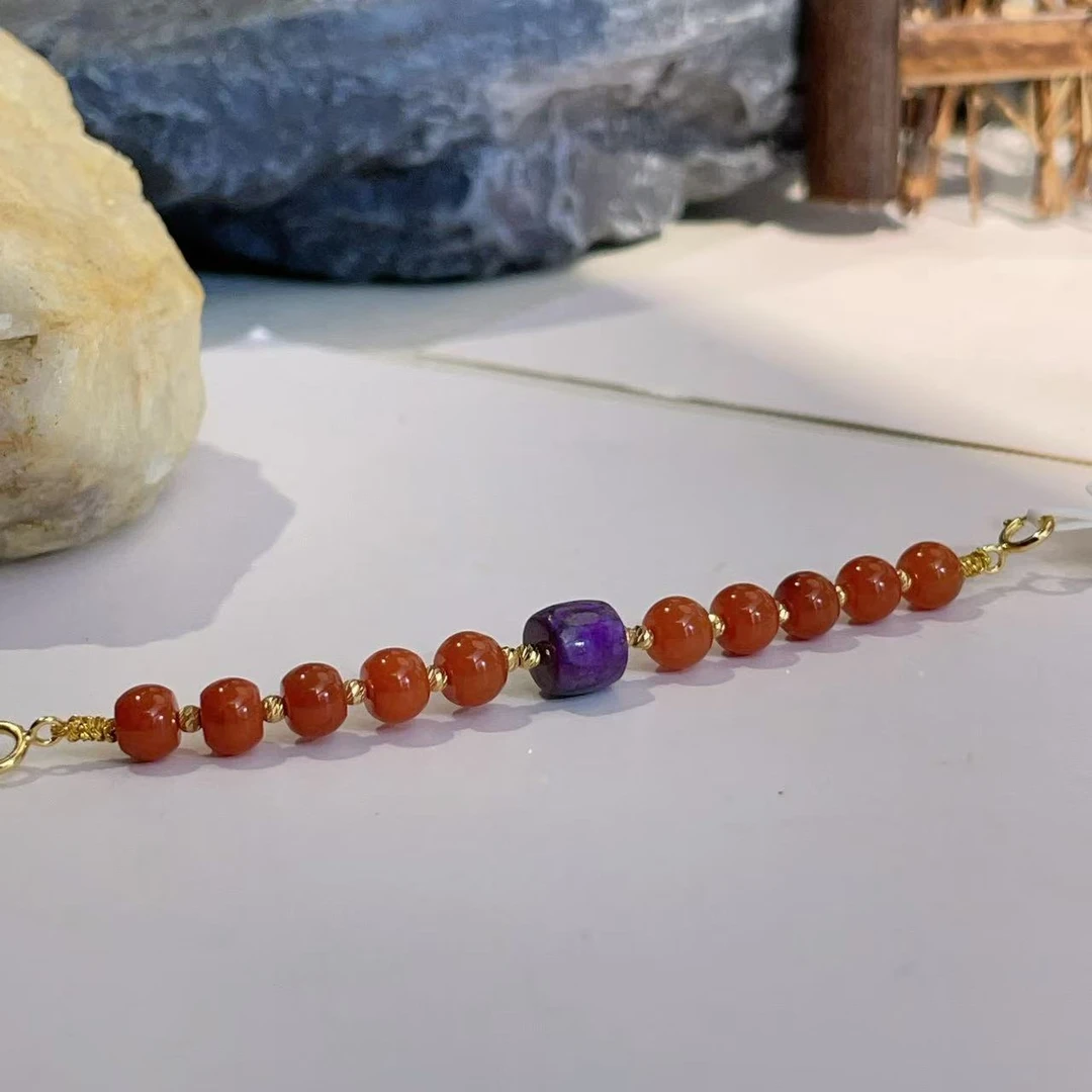 舒俱来泥地樱花南红0.5算盘珠延长链/7cm/6mm+/AZB4390