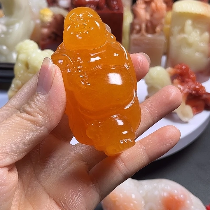 寿山石玉*人寿山手把玩件