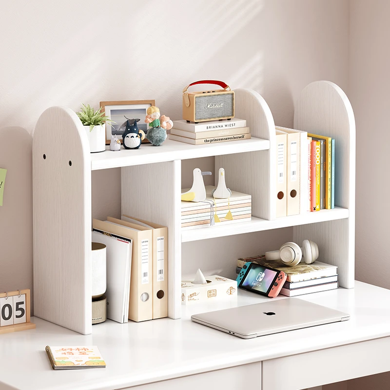 橡胶木可伸缩桌面小书架实木简易置物架办公室收纳架书桌上小书柜