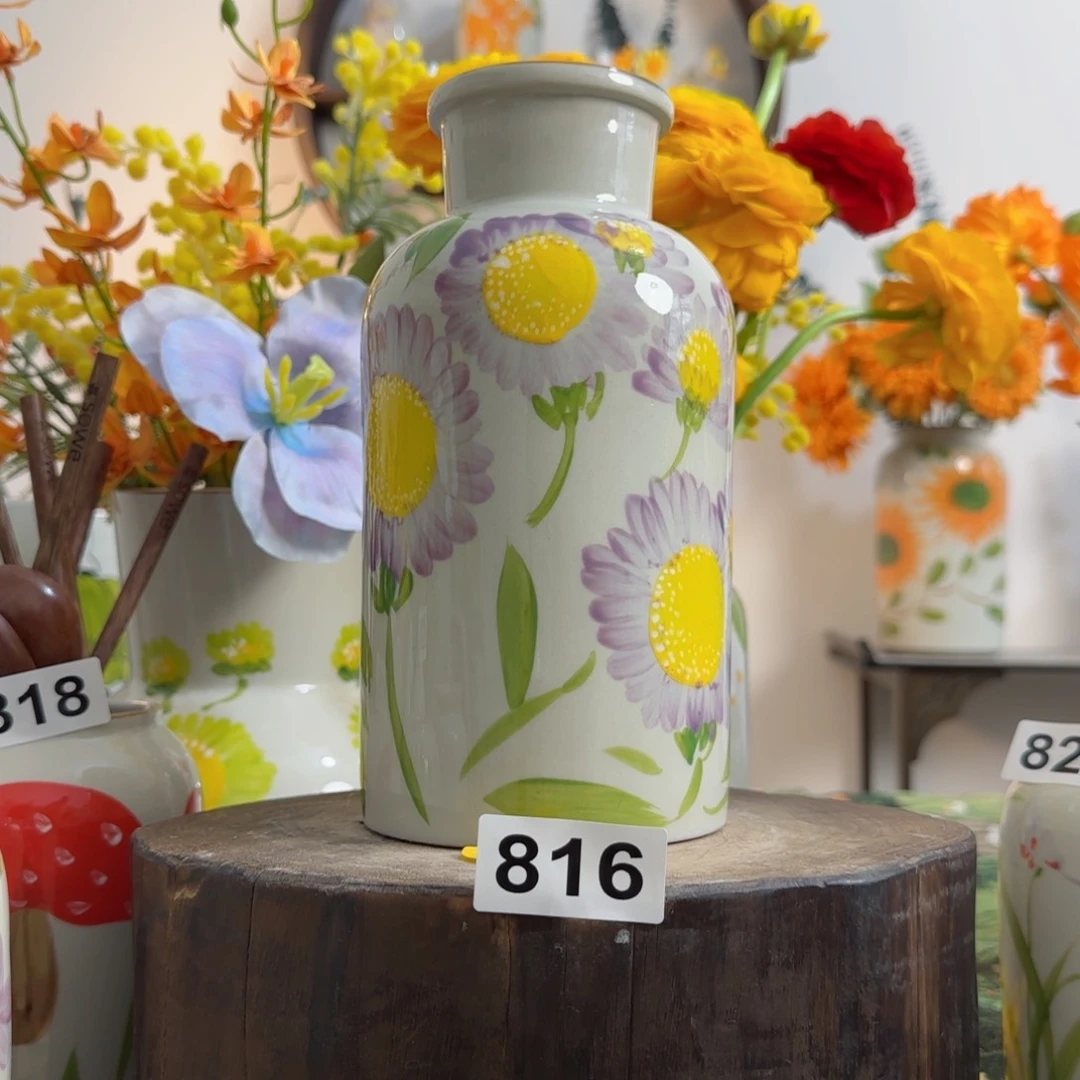 摆件景德镇陶瓷手绘小花瓶摆件无孔