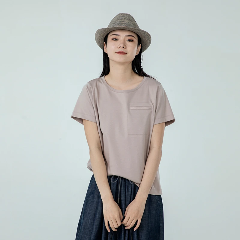 女装瑕疵品16322125经典薄款圆领通勤纯色短袖夏季女
