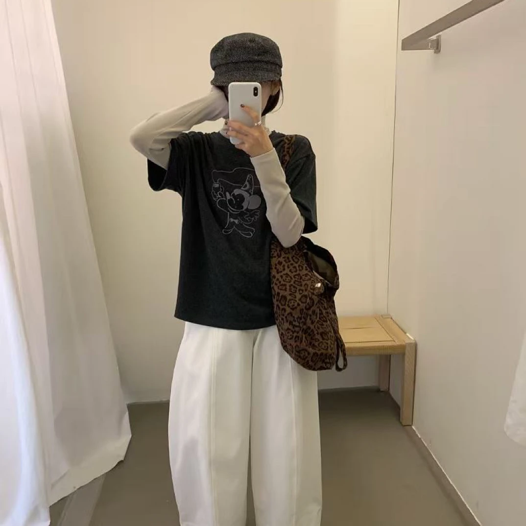 lovely@z6900 韩系简约趣味印花圆领短袖T恤 12-15