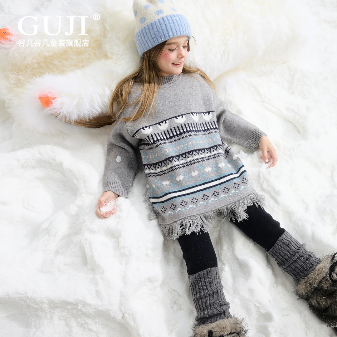 女童连衣裙2025秋冬高级感初中生公主裙洋气儿童宝宝可爱灰色裙子