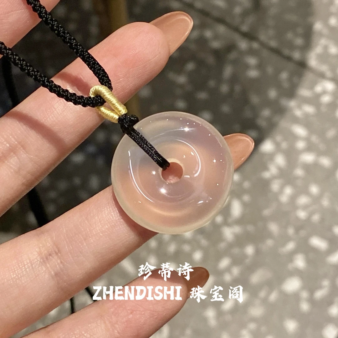 天然玉髓吊坠转运平安扣项链男女款新中式玉石吊坠生日礼物送女友