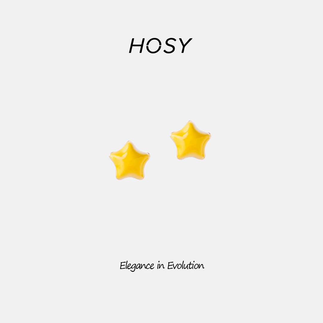 合金珐琅耳饰 【小糖星】饰品小众高级夏款星星耳钉ins黄色耳饰