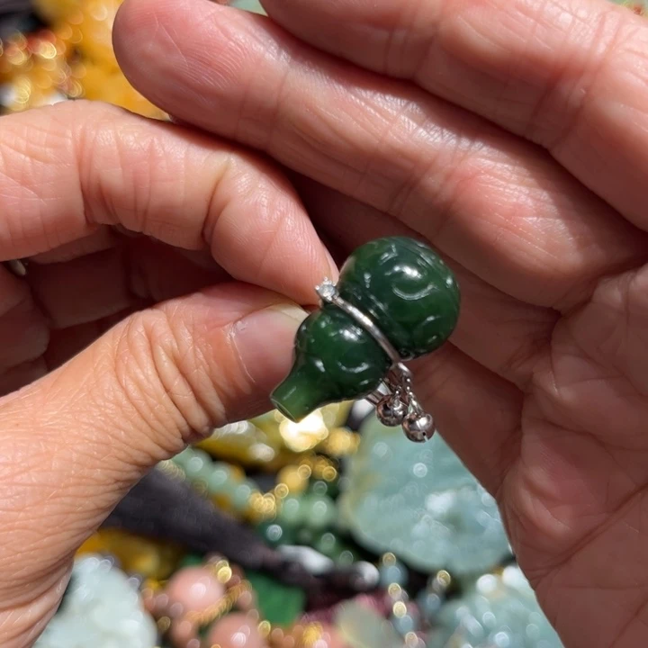 和田玉（碧玉）戒指银S925镶嵌