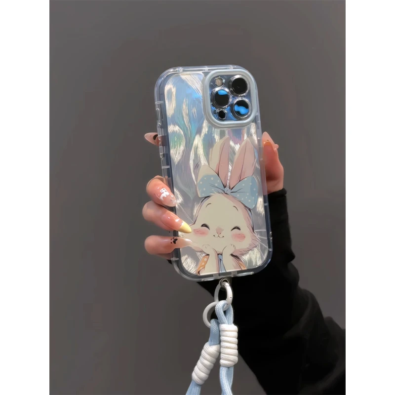 兔子适用苹果16pro泡芙羽纱iPhone15手机壳华为p60小众小米14红米