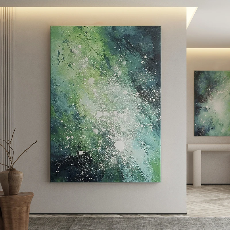 星空 意式极简高级感纯手绘油画轻奢大气客厅装饰画靠墙玄关挂画