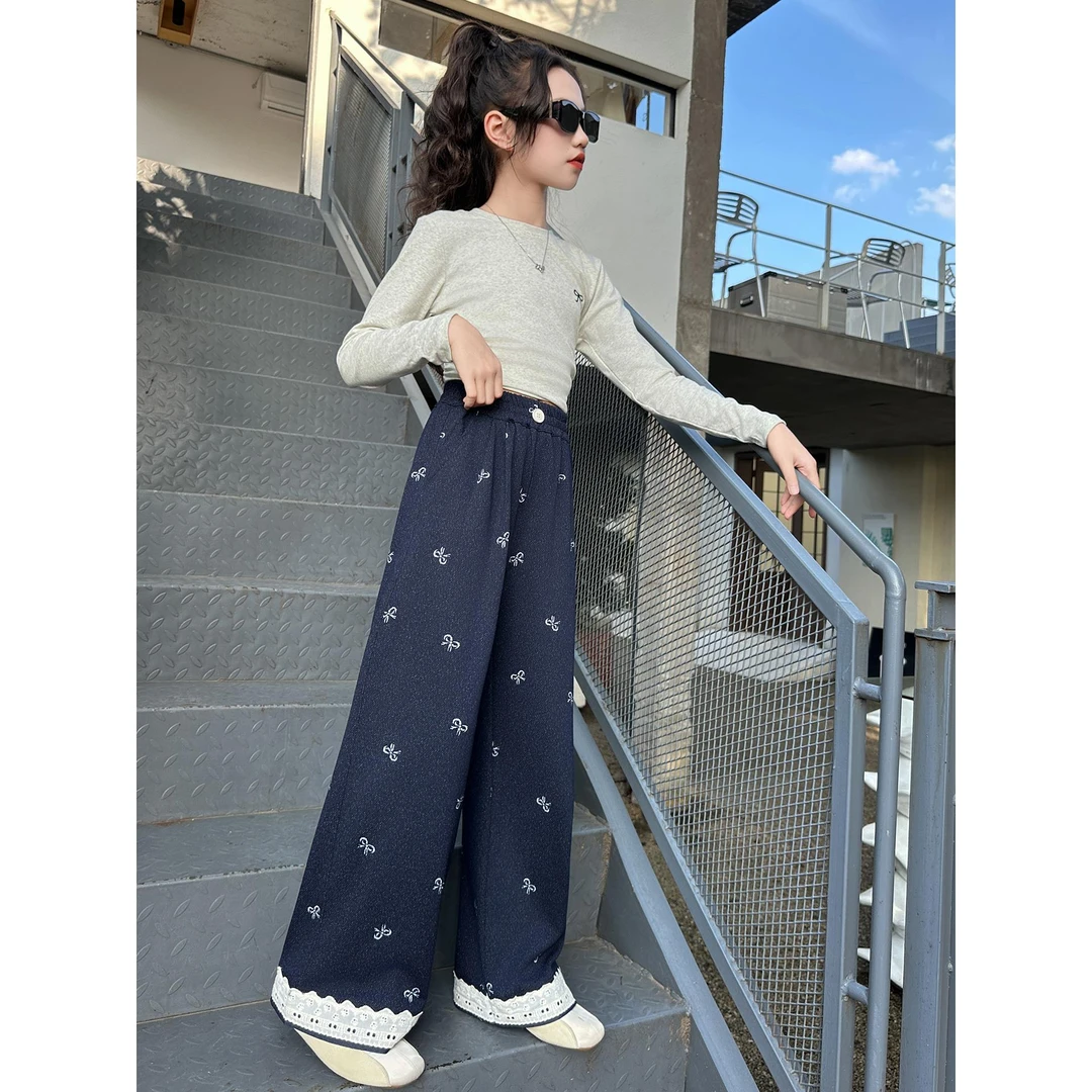 女童裤子春秋款2025新款洋气童装小女孩女童牛仔裤新款2025爆款