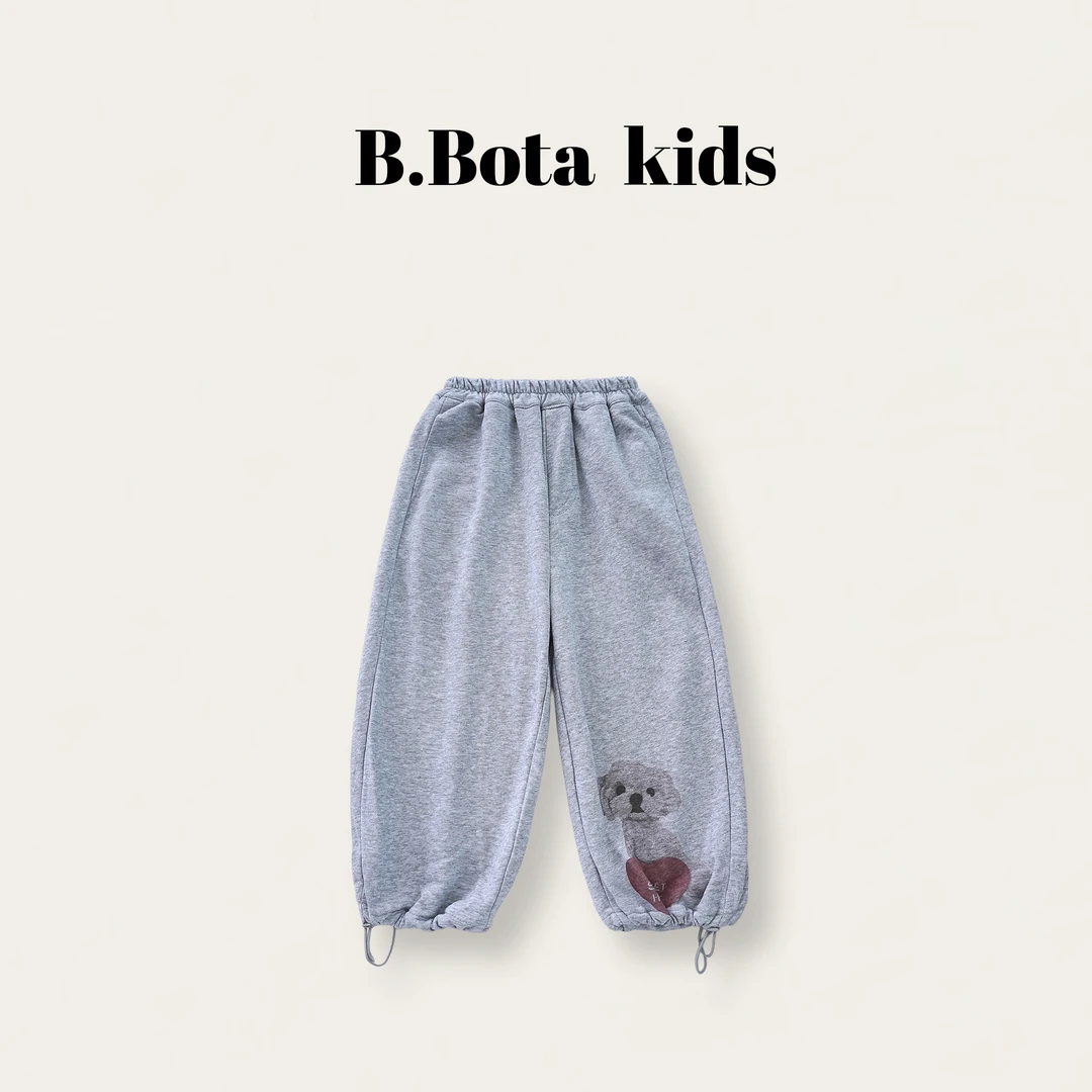 【姐姐家】2025秋款儿童萌娃穿搭狗狗爱心可收脚卫裤长裤-sy58106