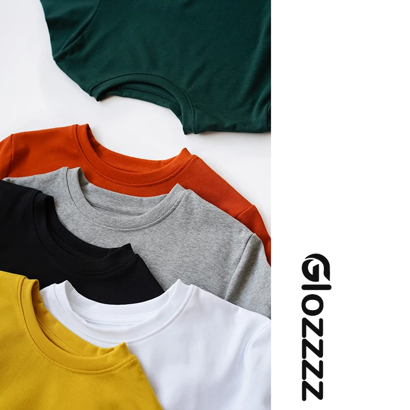 【Glozzzz】基础必入 圆领纯色正肩短袖百搭通勤极简T恤880618-10