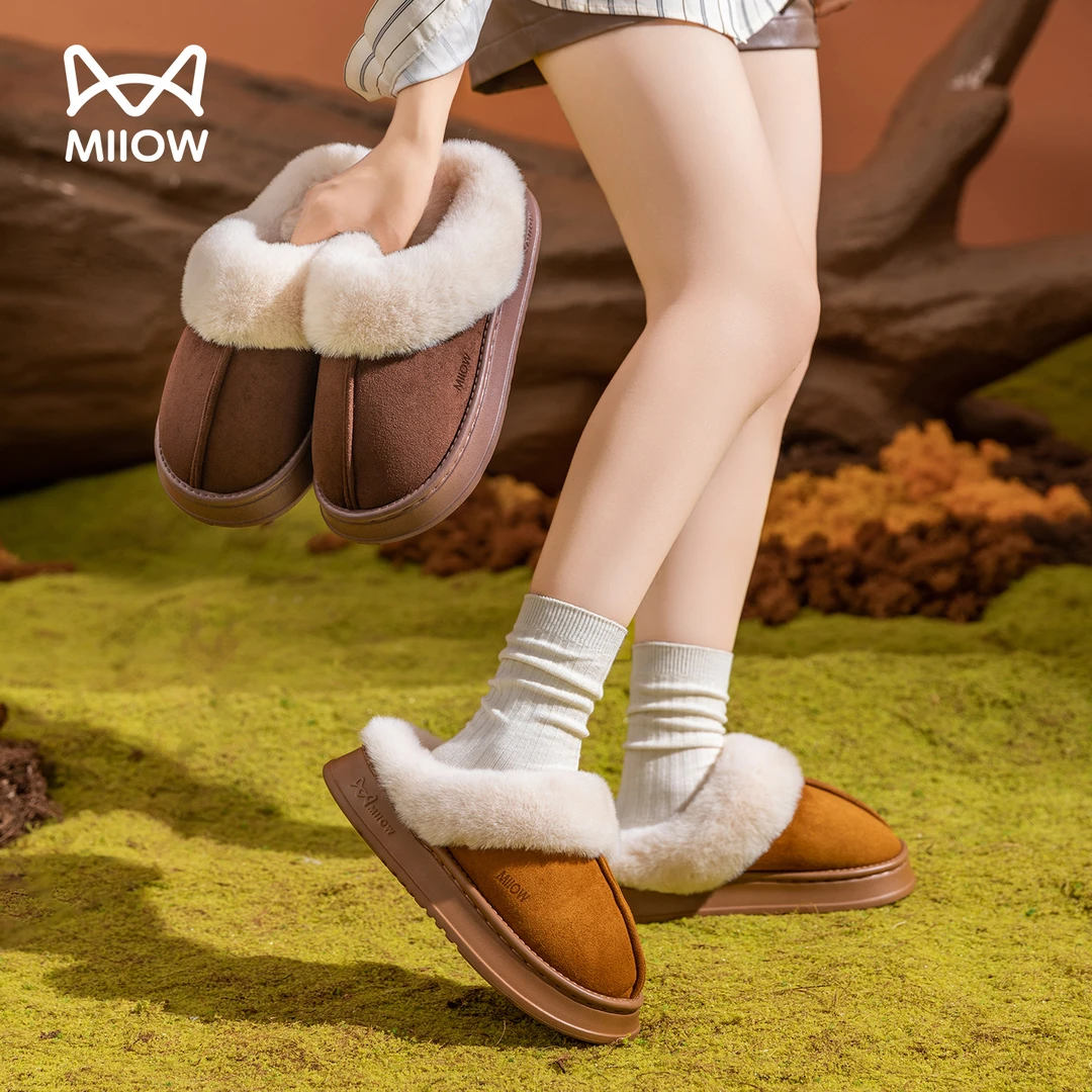 猫人优选棉拖鞋女秋冬室内家居厚底保暖加绒包头防滑毛拖鞋