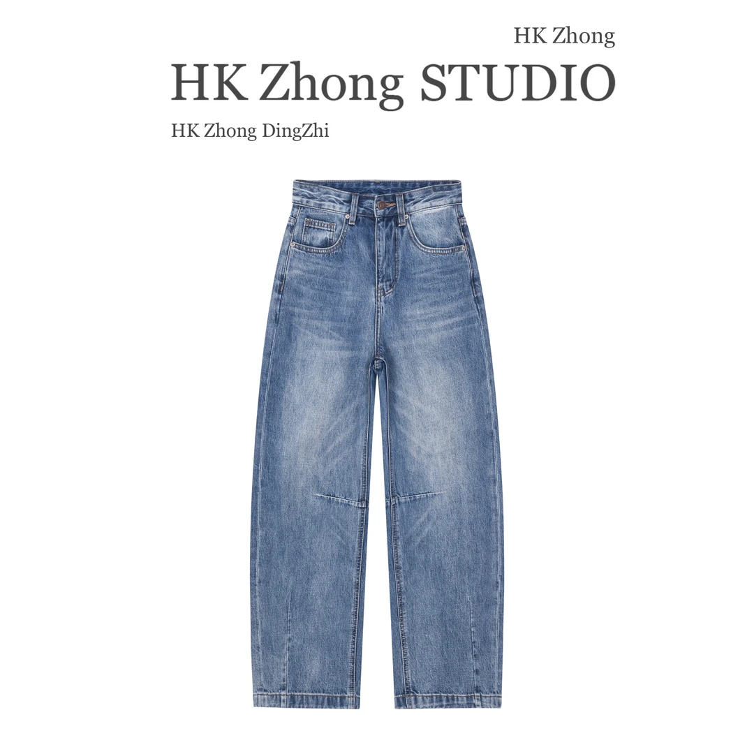 【A?e】小弯刀“度假风”牛仔蓝无弹牛仔裤女16129