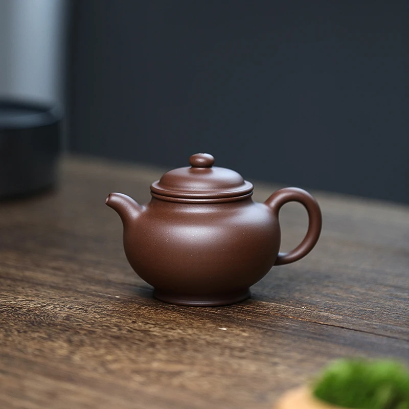 【禅砂居】掇只壶_280cc_紫泥_全手工手制_宜兴纯手工黄龙山紫砂壶