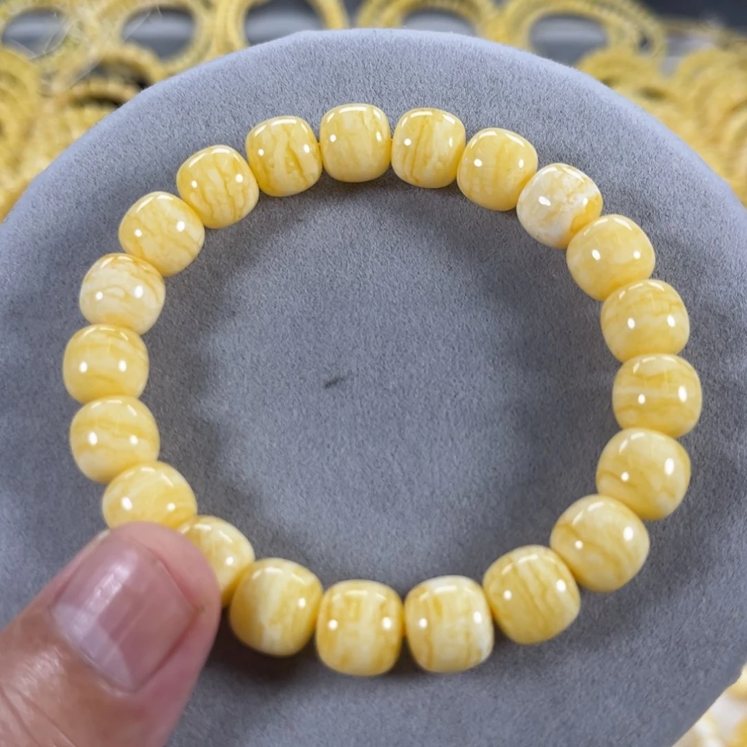 蜜蜡手串未镶嵌乌料焦皮同料白蜡橘红纹虎皮