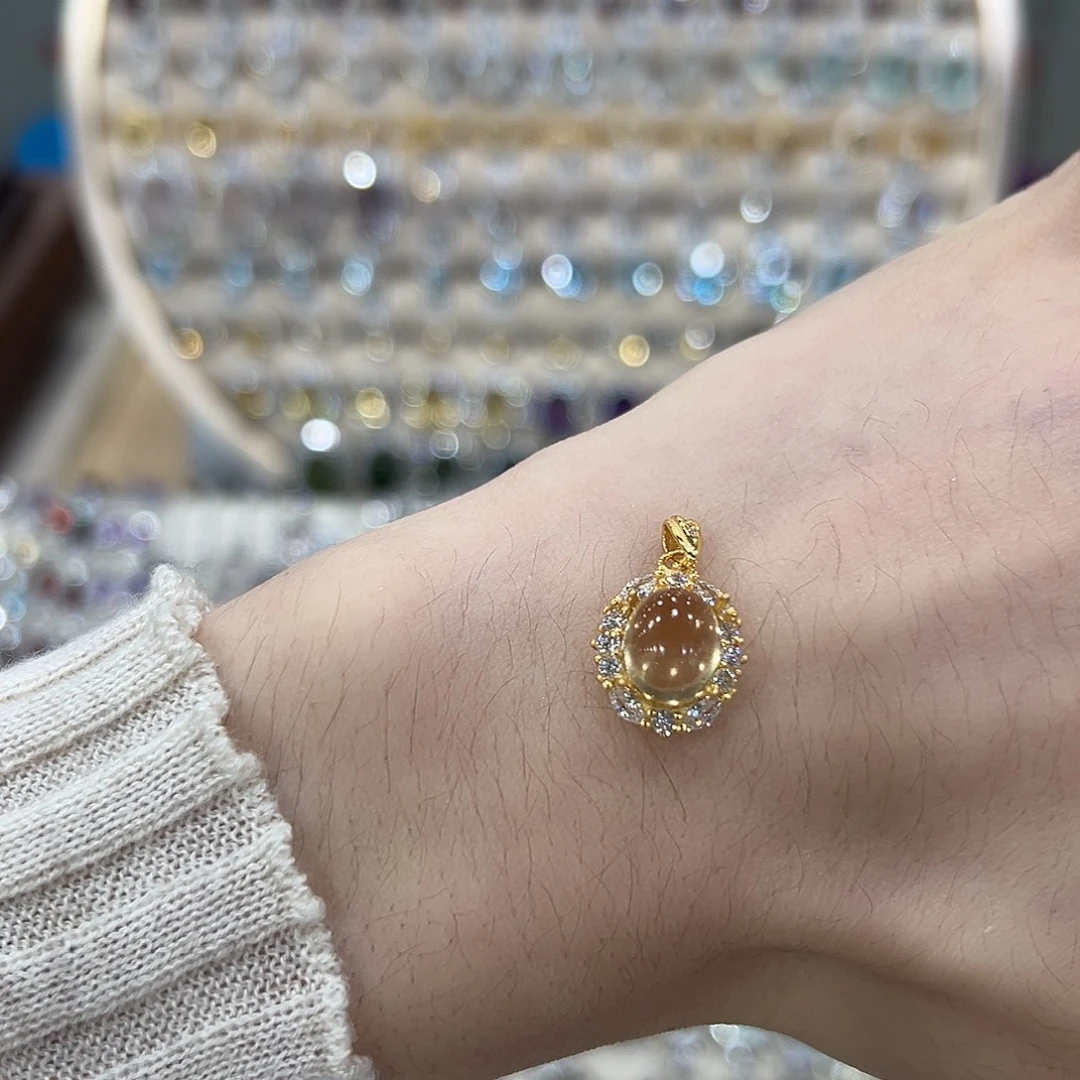 A***宝黄晶银S925镶嵌吊坠(赠链)