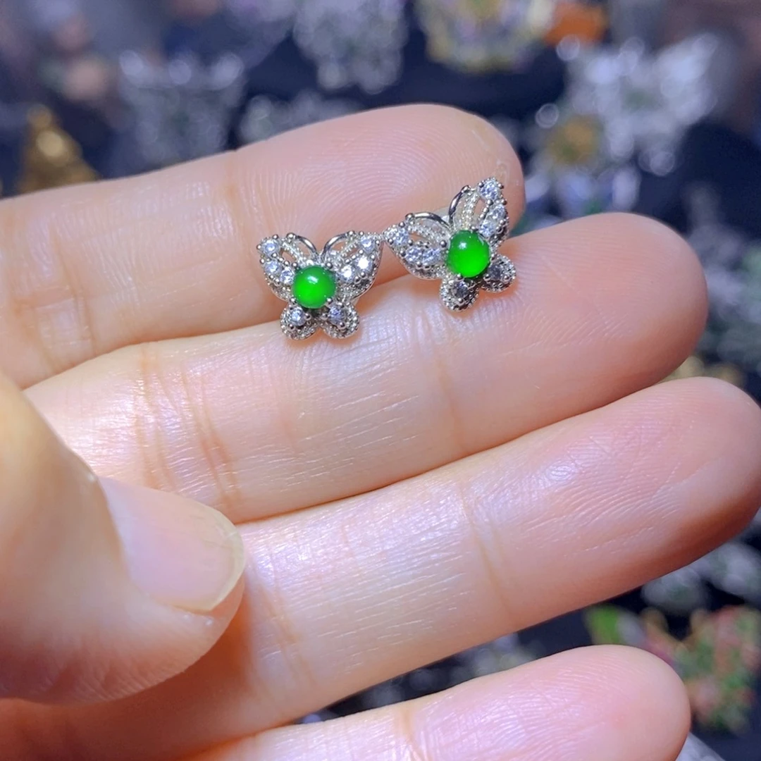 翡翠银S925镶嵌吊坠(不含链)天然翡翠